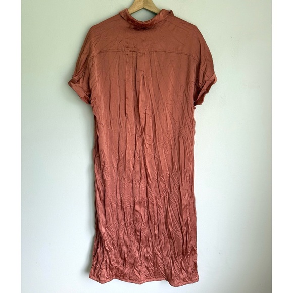 Alembika • Crinkle Maxi Shirtdress Short Sleeve in Soft Coral Pink - Picture 10 of 12